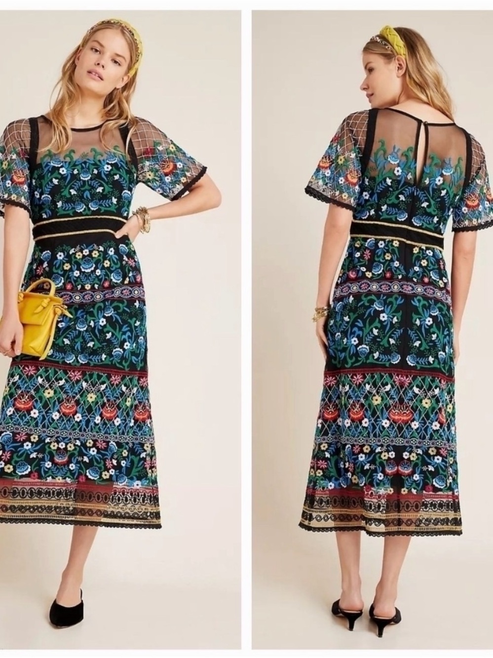 Anthropologie Esther Embroidered Midi Dress RARE NWOT 16W